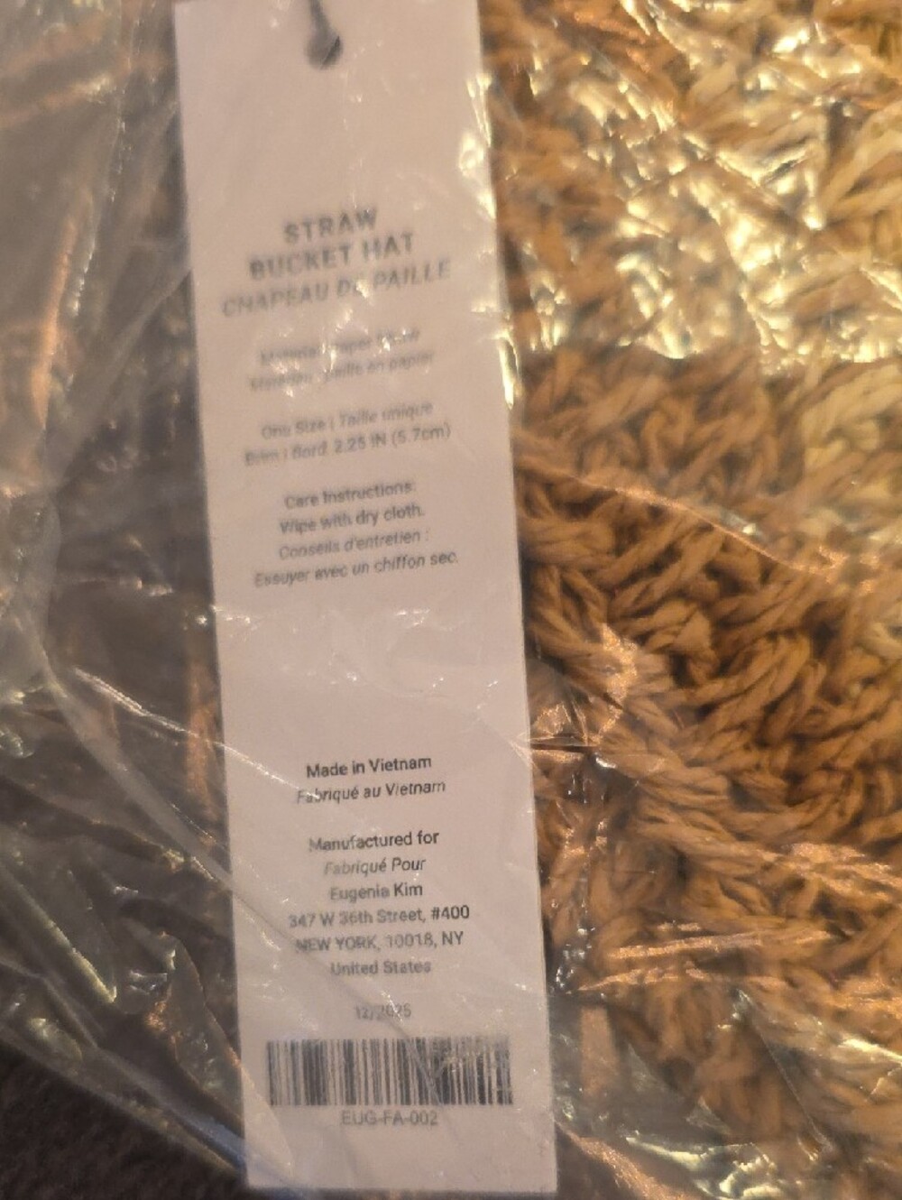Eugenia Kim Straw Bucket Hat NEW - Picture 2 of 3